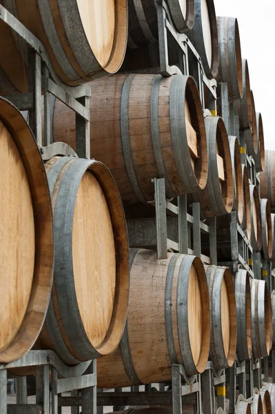 Wine barrel of a winery outside storage area — Stock Photo, Image