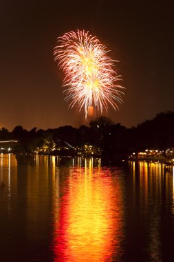 Fireworks Over a river clipart