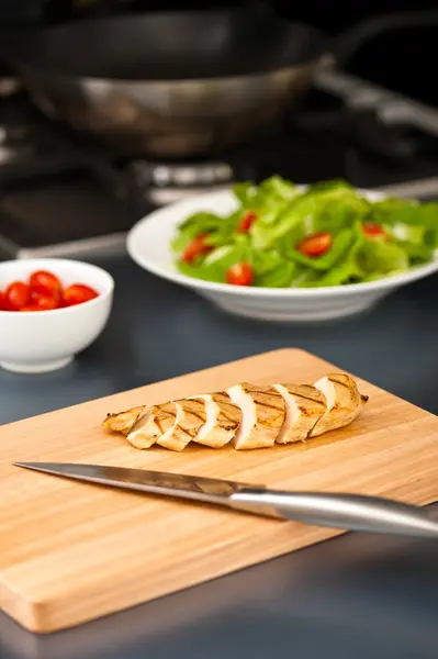 stock image Sliced chicken breast as salad ingredient