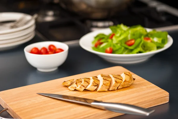 stock image Sliced chicken breast as salad ingredient