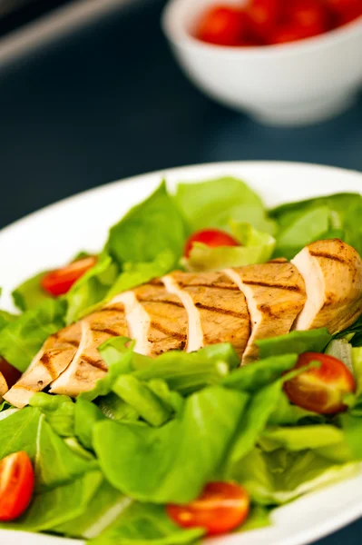 Sliced chicken breast as salad ingredient — Stock Photo, Image
