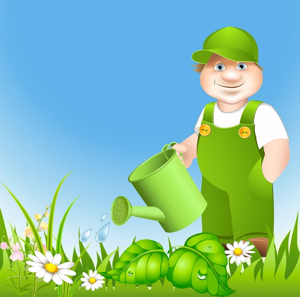 Cartoon gardener — Wektor stockowy