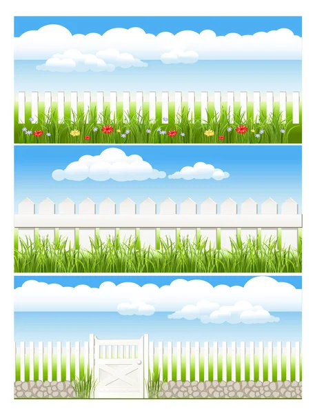 Set fence, on background blue sky with cloud — Stock Vector