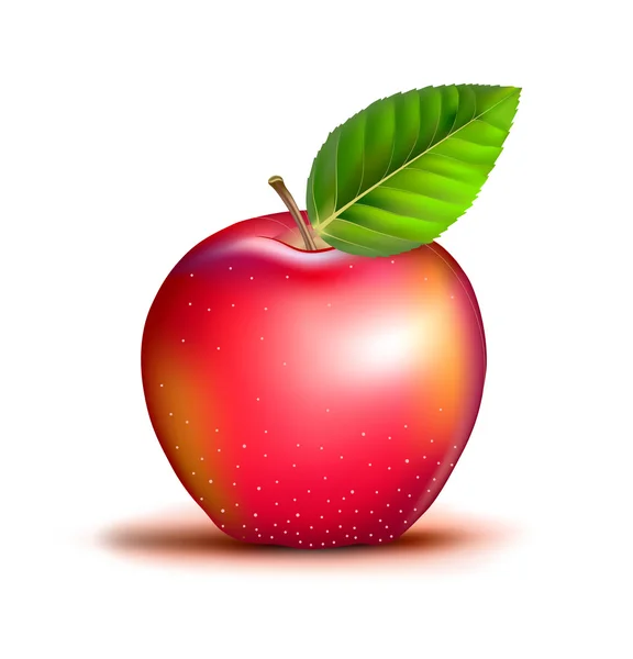Manzana roja sobre un fondo blanco — Vector de stock
