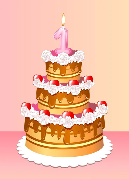 Bougie et gâteau d'anniversaire — Image vectorielle