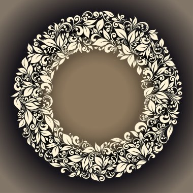 Round frame from floral pattern in vintage style clipart