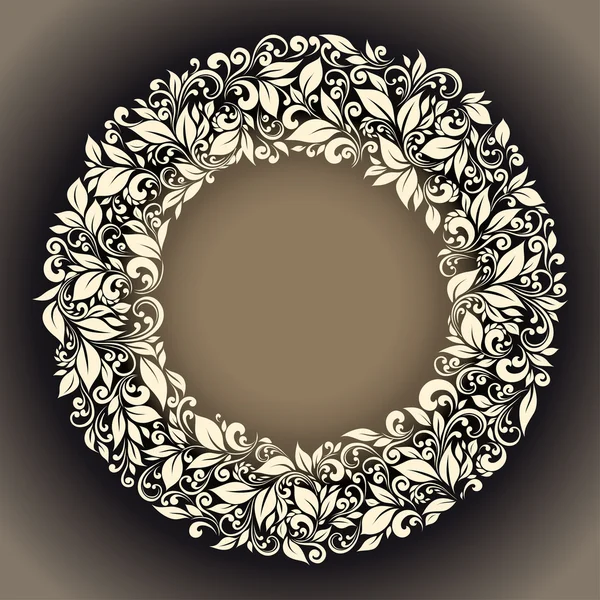 Cadre rond de motif floral dans un style vintage — Image vectorielle