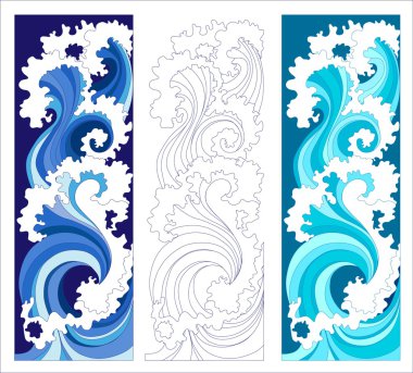 Vertical banner - abstraction sea waves clipart