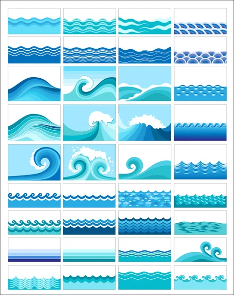 设置主题与风格化的波浪 — 图库矢量图片