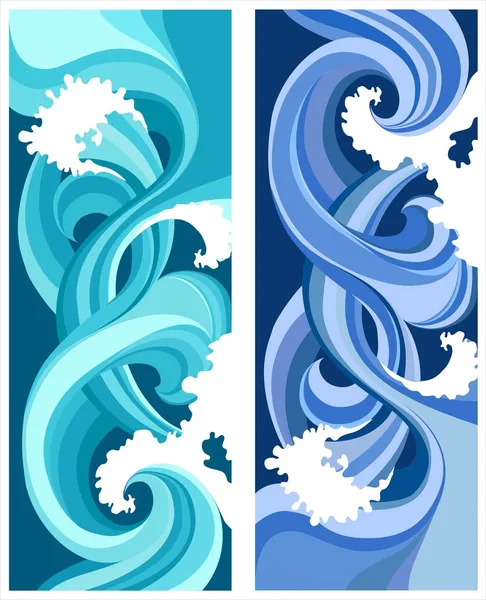 Bandera vertical - ondas de abstracción del mar — Vector de stock