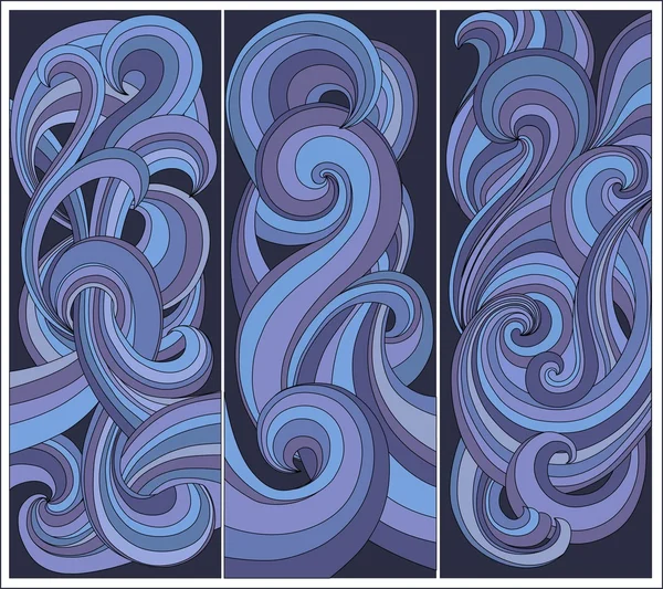 Bandera vertical - ondas de abstracción del mar — Archivo Imágenes Vectoriales