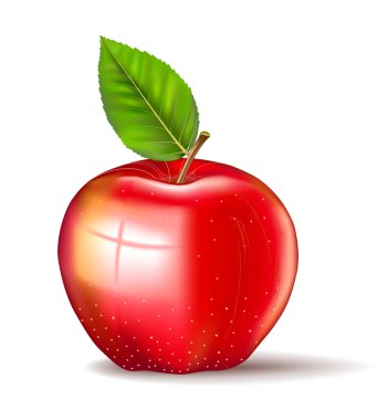 Beyaz arkaplanda kırmızı elma