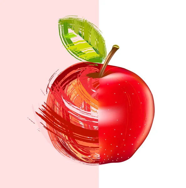 Drawing red apple — Stock Vector