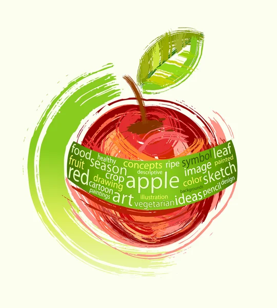 Disegno mela rossa — Vettoriale Stock