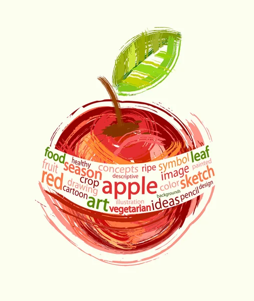 Drawing red apple — Stock Vector