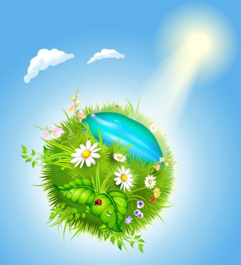 Cartoon blossoming globe clipart