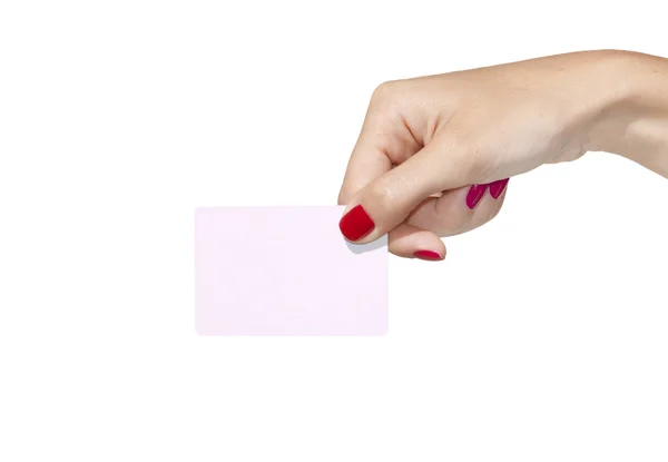 Hand holding an empty business card — Stock Photo, Image