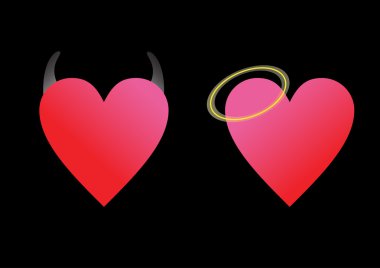 Heart devil and angel clipart