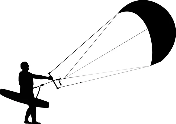 Sylwetka kitesurfer — Wektor stockowy
