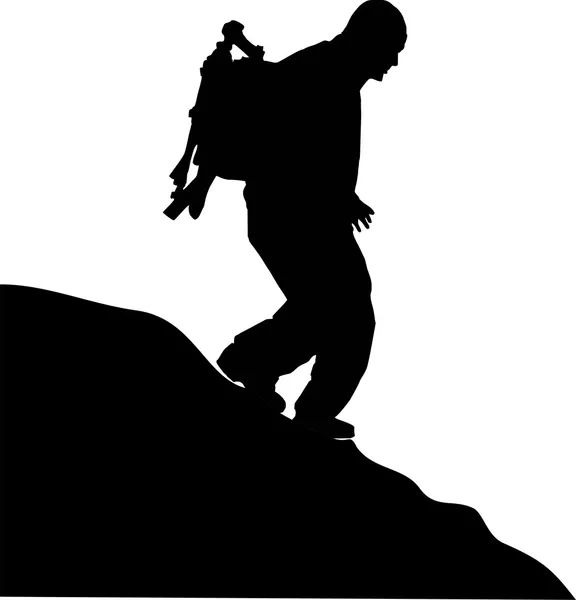 Hombre caminando en la montaña — Archivo Imágenes Vectoriales