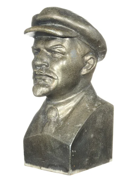 Старий бронзовий бюст Леніна ізольовані на білому тлі. — стокове фото