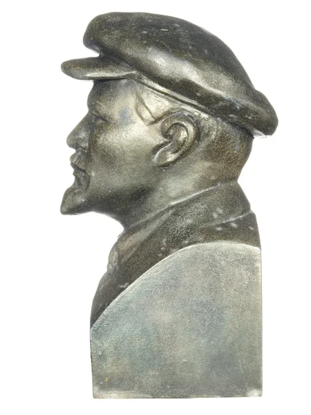 Velho busto de bronze de Lenin isolado no fundo branco . — Fotografia de Stock