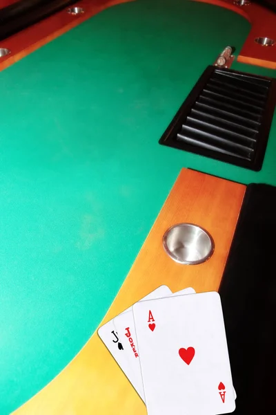 Casino blackjack tabela ás de corações — Fotografia de Stock