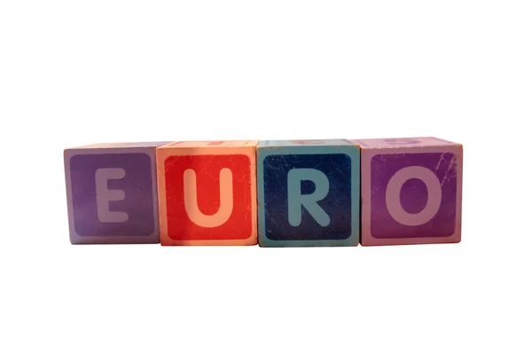 Євро в блоків на білому тлі — стокове фото