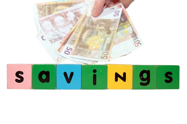 Euro-Ersparnis bei Spielzeugbriefen — Stockfoto