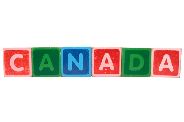 Canada med legetøjsblokbogstaver - Stock-foto