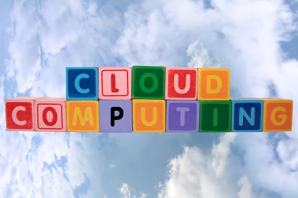 stock image Cloud computing in toy block letters