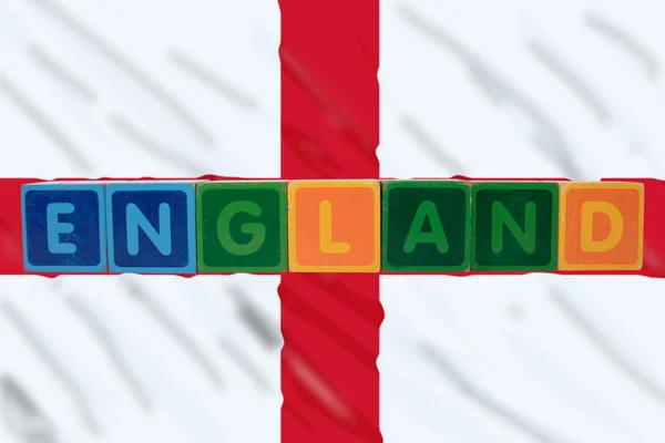 England and flag in toy block letters — Stock Photo, Image