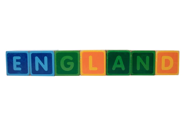 Inglaterra en letras de bloques de juguete — Foto de Stock