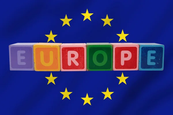 stock image Europe and flag in toy letters