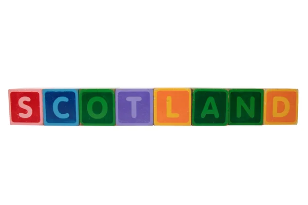 Schotland in drukletters speelgoed — Stockfoto