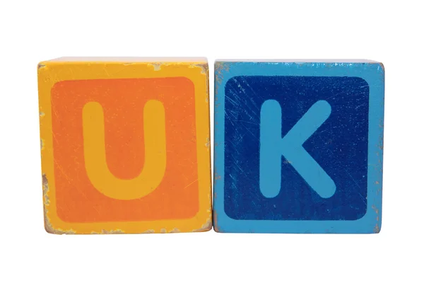 Uk em blocos de cartas de brinquedo — Fotografia de Stock