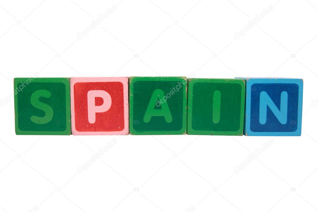 Spain in toy block letters — Stock Photo © morrbyte 8588523