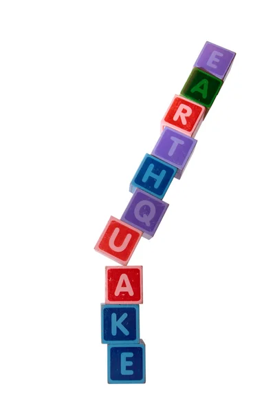 Terramoto em letras de bloco — Fotografia de Stock