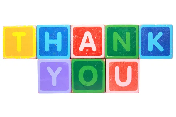 stock image Thank you in toy block letters