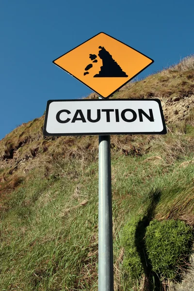 Panneau d'avertissement de glissement de terrain — Photo