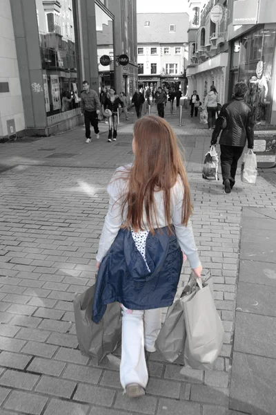 stock image Young girl shopping on highstreet