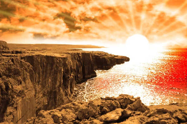 Clare acantilado borde vista puesta de sol — Foto de Stock