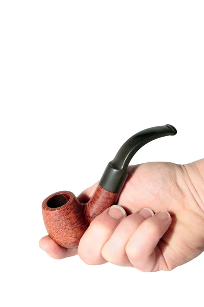 Tobacco smoking pipe held in hand — Stock Photo, Image