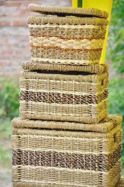 Wicker boxes with colored ornaments