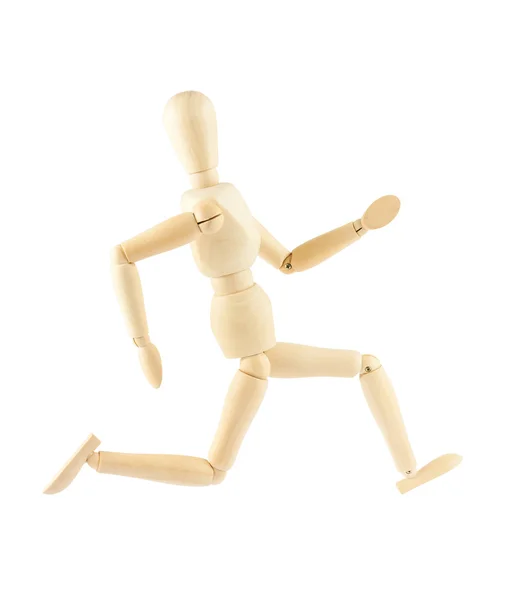 Wooden mannequin running — Stock Photo, Image