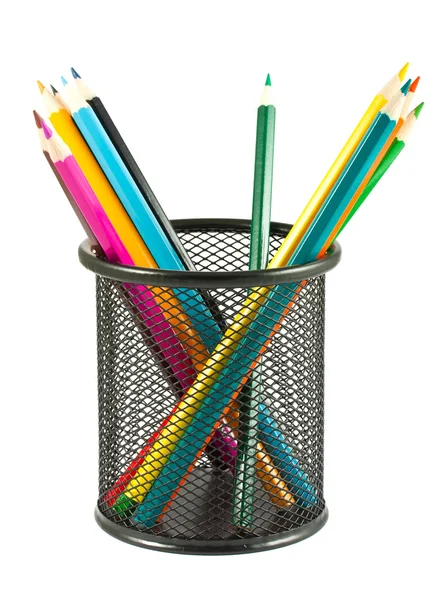 Ołówki w metalowy podstawka — Zdjęcie stockowe