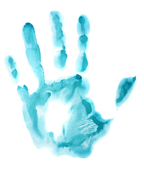 青い手印刷 — ストック写真