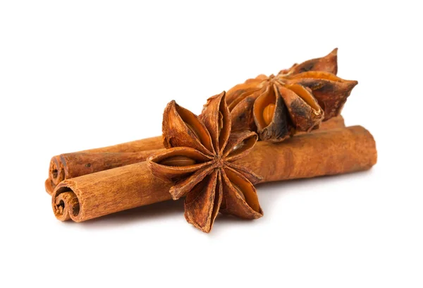 Anise stars and cinnamon sticks — Stock Photo, Image