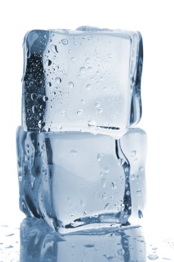 Two ice cubes with water drops clipart