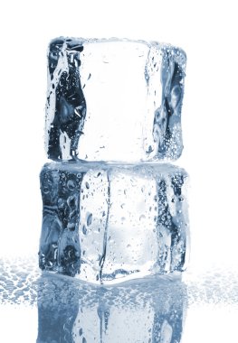 Two ice cubes with water drops clipart